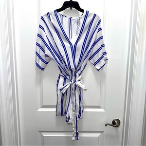 NWT Lush White & Blue Striped Romper